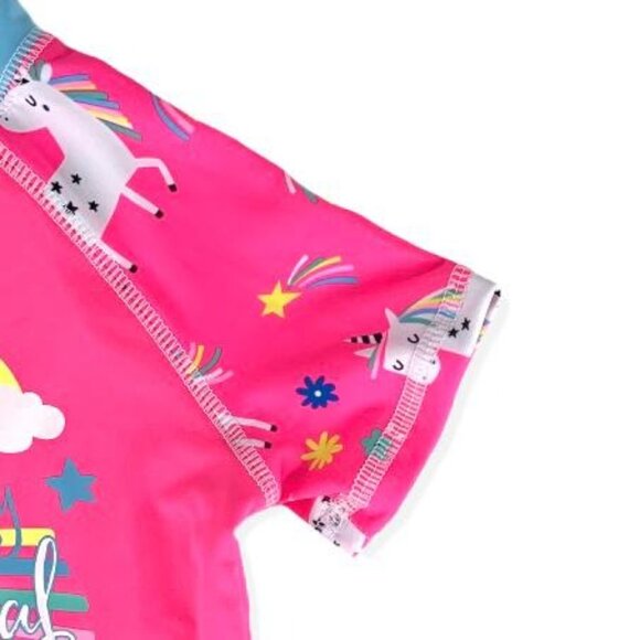 Wippette Baby Girl Swimwear Unicorn One-Piece Rashguard Swimsuit Pink - Picture 6 of 12